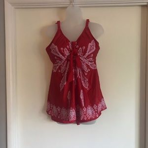 Two piece plus size swimsuit with shorts